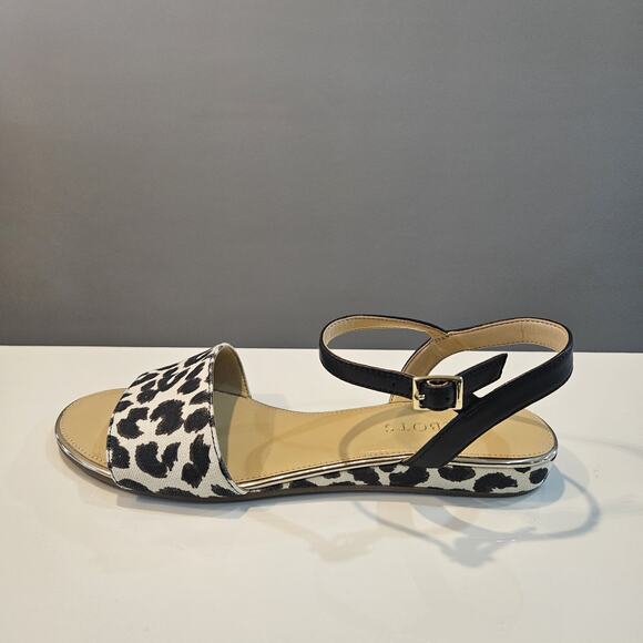 Talbots Ankle Adjustable Strap Animal Print Size 8.5M Open Toe Flat Sandals - Picture 2 of 9